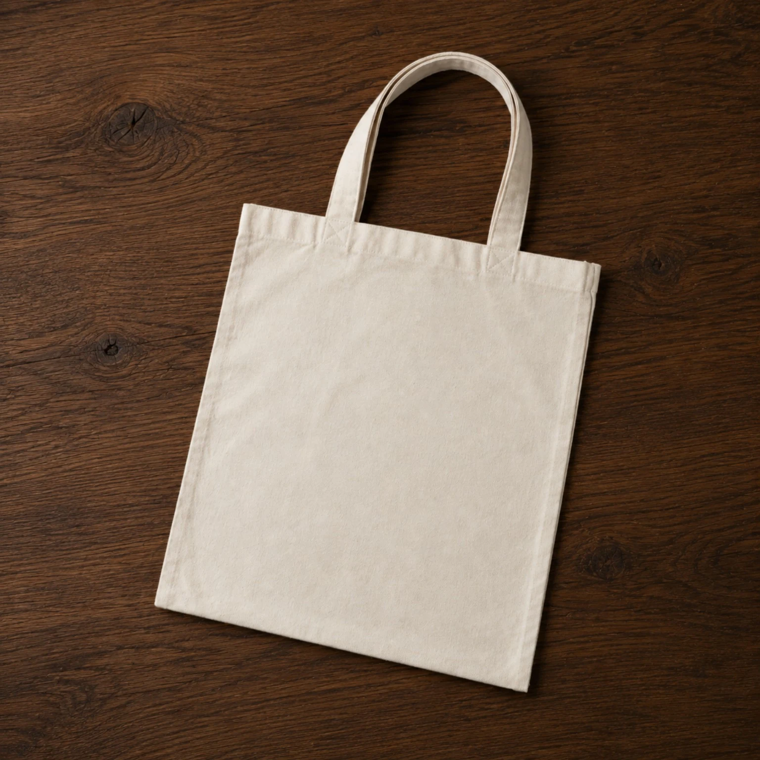 Cabas blanc posé sur une surface en bois